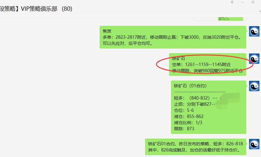 铁矿石：VIP精准策略（波段空单）止赢利润突破285点