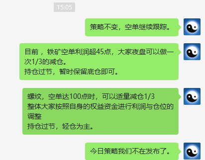 铁矿石：VIP精准策略（短线空单）利润突破45点