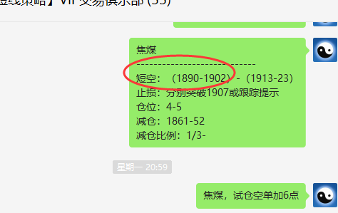 焦煤：VIP精准策略（短线空单）分别突破160-105点