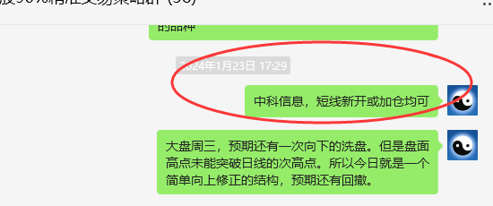 中科信息：VIP短线策略，跟踪利润接近50%