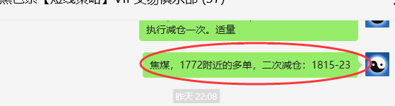 4月25日，焦煤：VIP精准策略（日间）多空减平105点