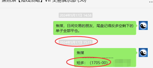 5月20日，焦煤：VIP精准策略（日间）多空减平75点