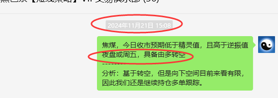 11月29日，焦煤：VIP精准交易策略（短空+日间）跟踪利润90+50点